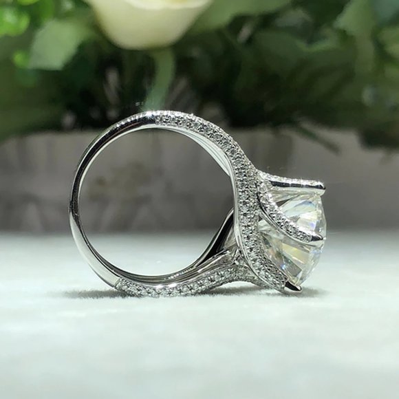 Certified 5ct. t.w. Moissanite Diamond Solitaire Luxury Engagement Ring NEW - Picture 9 of 12